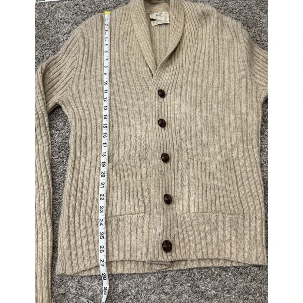 Lord Jeff Marlborough Cardigan Sweater Mens Large Wool Blend Shawl Collar Beige - Picture 5 of 5